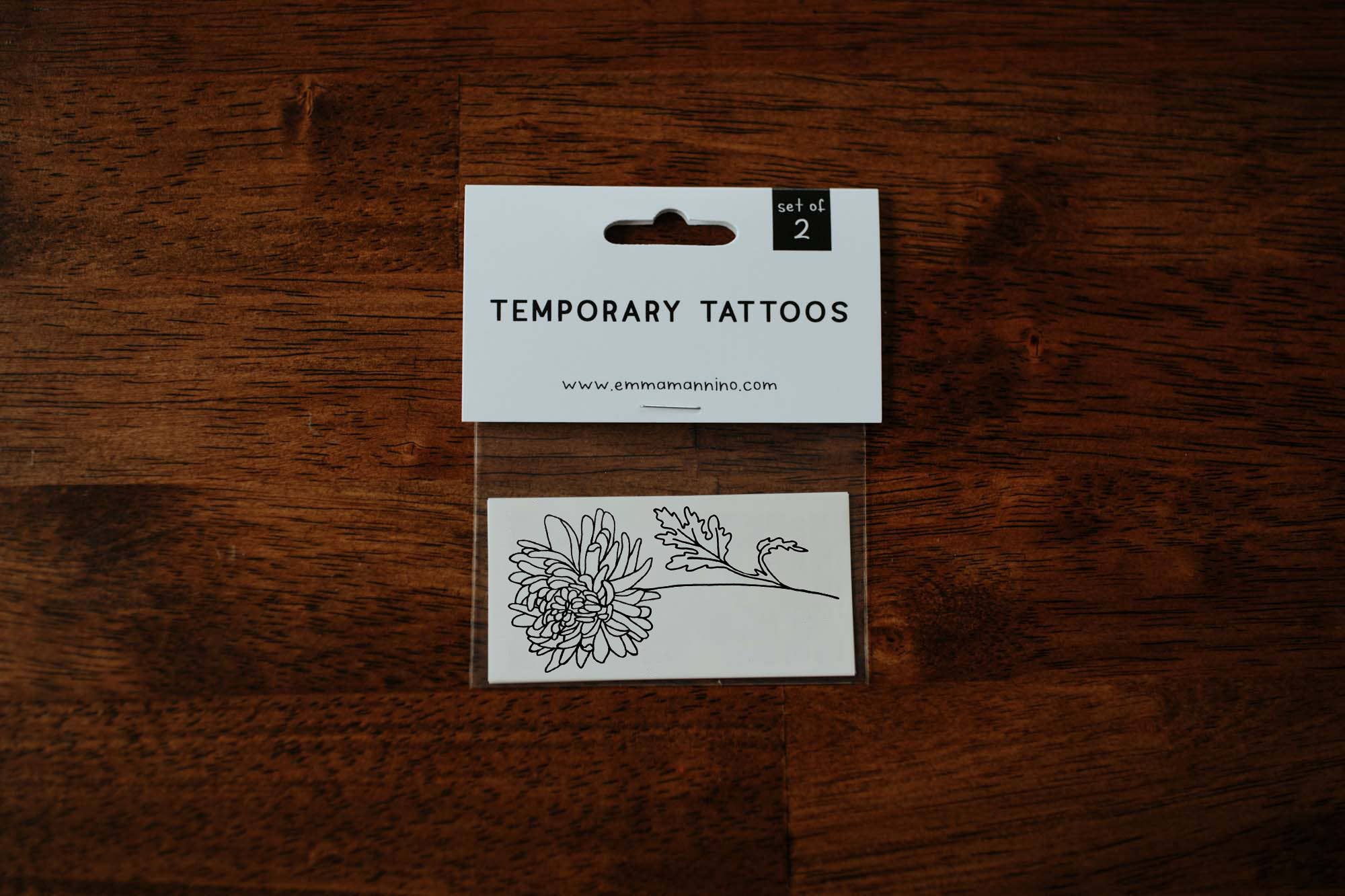 November Birth Flower - Chrysanthemum - Saint & Company - November Birth Flower - Chrysanthemum Temporary Tattoos