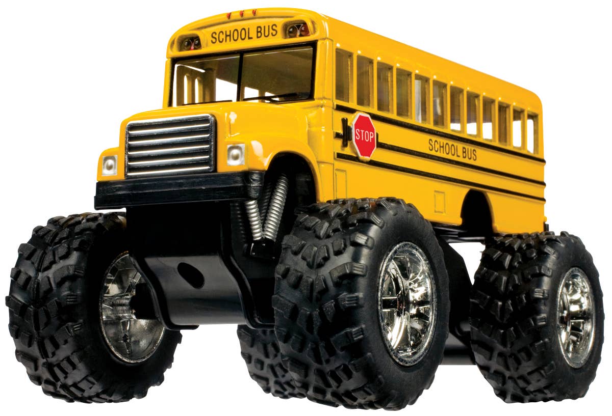 Monster School Bus, Pull Back Action, Die-Cast