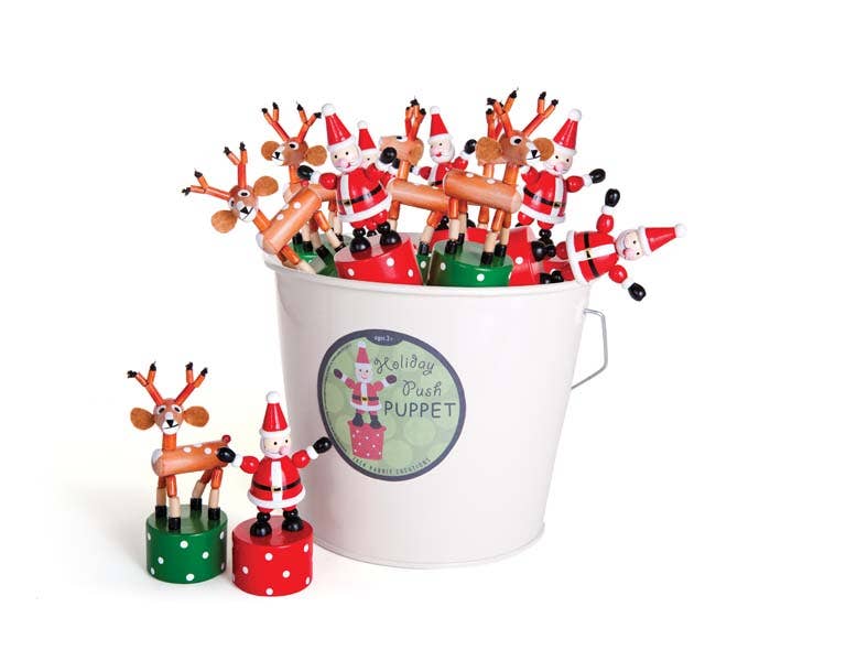 Santa &amp; Reindeer Push Puppets - Jack Rabbit Creations - Santa &amp; Reindeer Christmas Push Puppets Refill - Set of 24