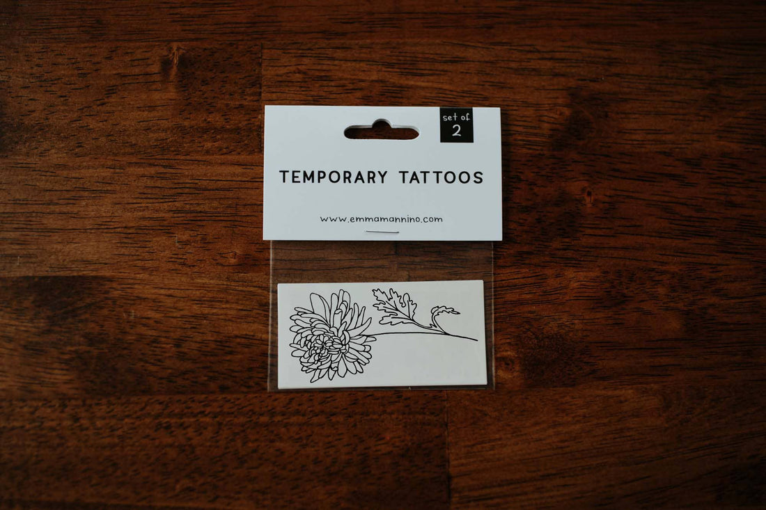 November Birth Flower - Chrysanthemum - Saint &amp; Company - November Birth Flower - Chrysanthemum Temporary Tattoos