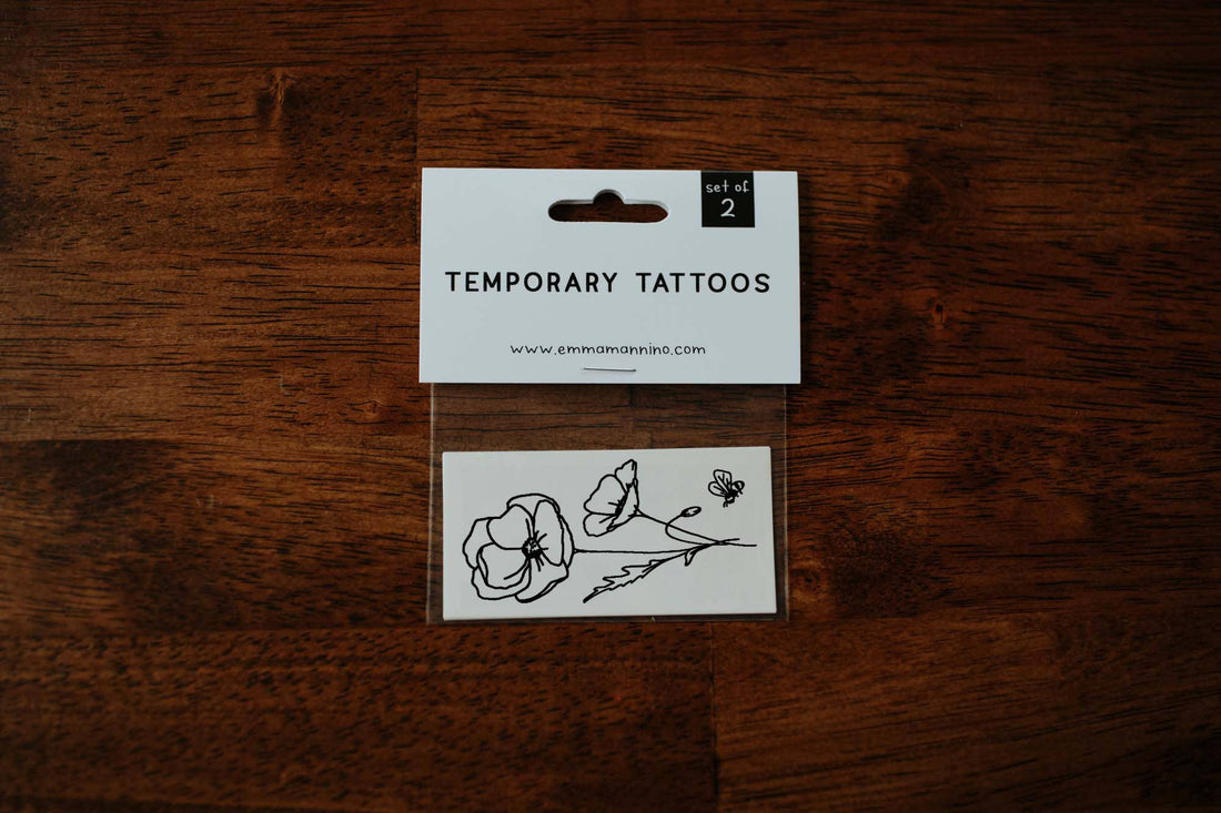 August Birth Flower - Poppy - Saint &amp; Company - August Birth Flower - Poppy Temporary Tattoos